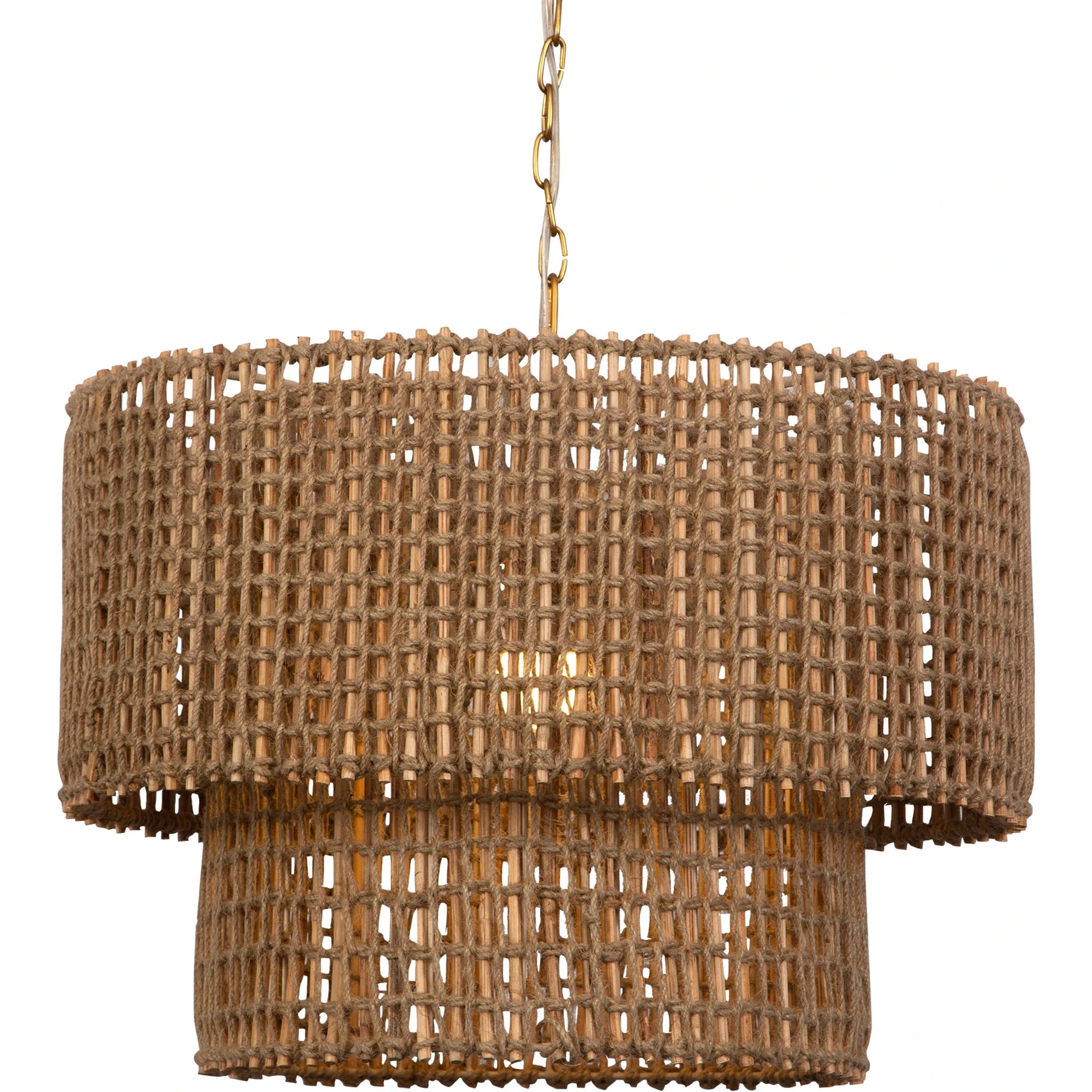 Biswas Woven Jute 1 Light Pendant by Uttermost in brass. Made from iron, jute in a coastal style.
