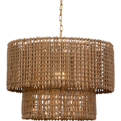 Biswas Woven Jute 1 Light Pendant by Uttermost in brass. Made from iron, jute in a coastal style.