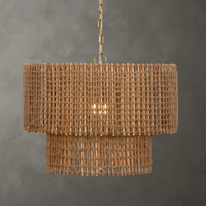 Biswas Woven Jute 1 Light Pendant by Uttermost in brass. Made from iron, jute in a coastal style.