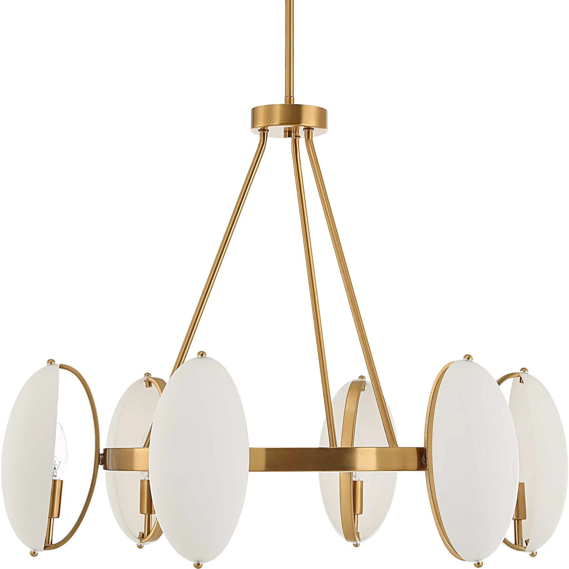 Oviform 6 Light Round Chandelier by Uttermost in brass. Made from steel, glass in a modern style.