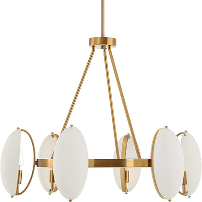 Oviform 6 Light Round Chandelier by Uttermost in brass. Made from steel, glass in a modern style.