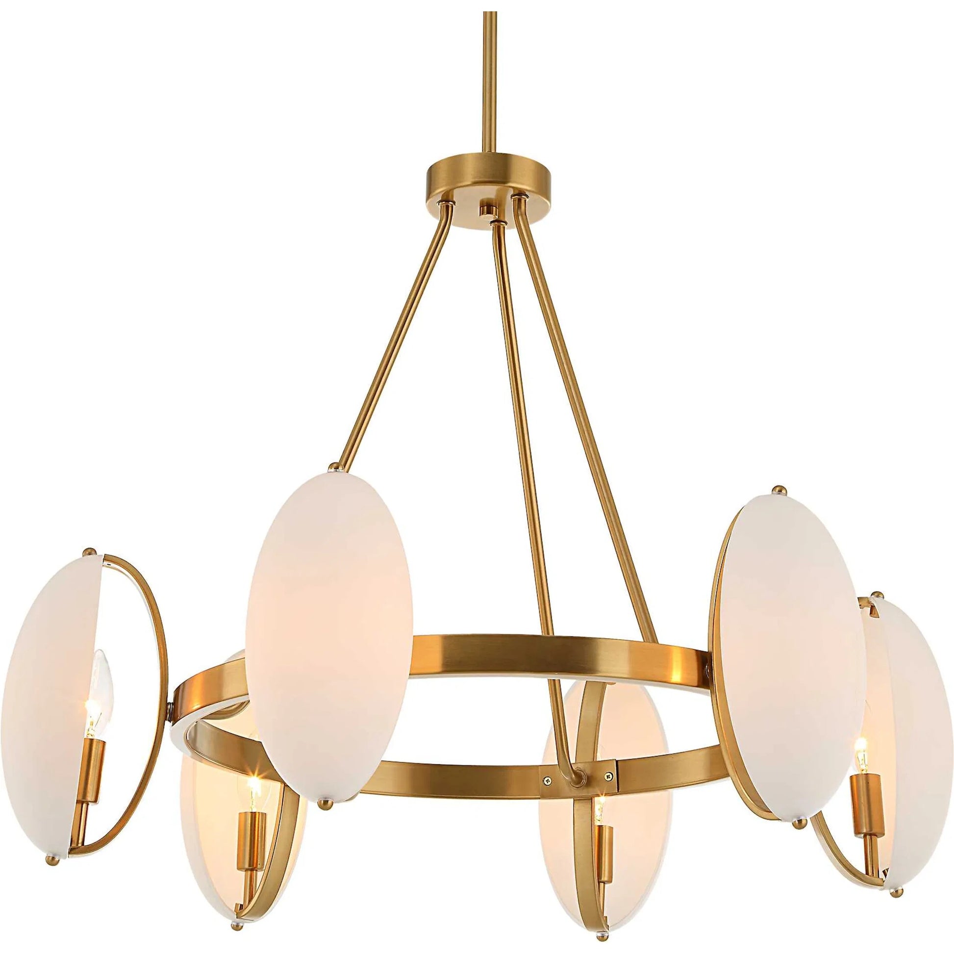 Oviform 6 Light Round Chandelier by Uttermost in brass. Made from steel, glass in a modern style.