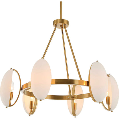 Oviform 6 Light Round Chandelier by Uttermost in brass. Made from steel, glass in a modern style.