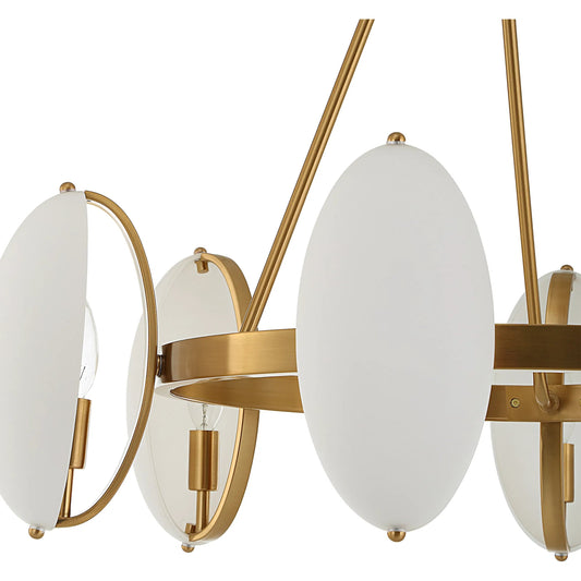 Oviform 6 Light Round Chandelier by Uttermost in brass. Made from steel, glass in a unique style.