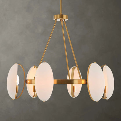 Oviform 6 Light Round Chandelier by Uttermost in brass. Made from steel, glass in a modern style.