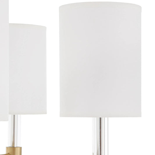 Welkin 6 Light Modern Chandelier by Uttermost in brass. Made from steel, acrylic, glass, fabric in a unique style.