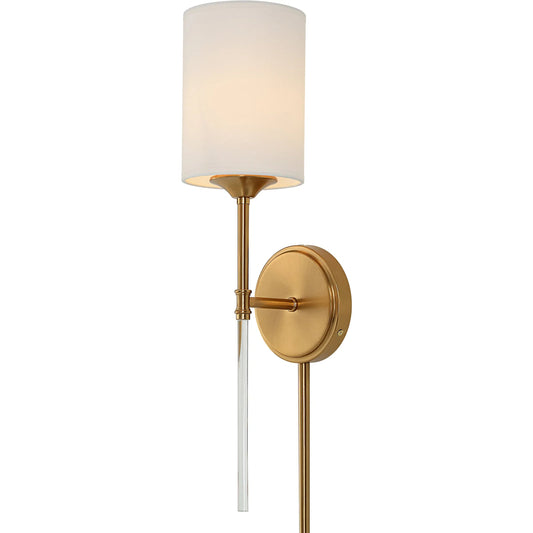 Awyr 1 Light Sconce by Uttermost in brass. Made from steel, fabric，acrylic in a unique style.