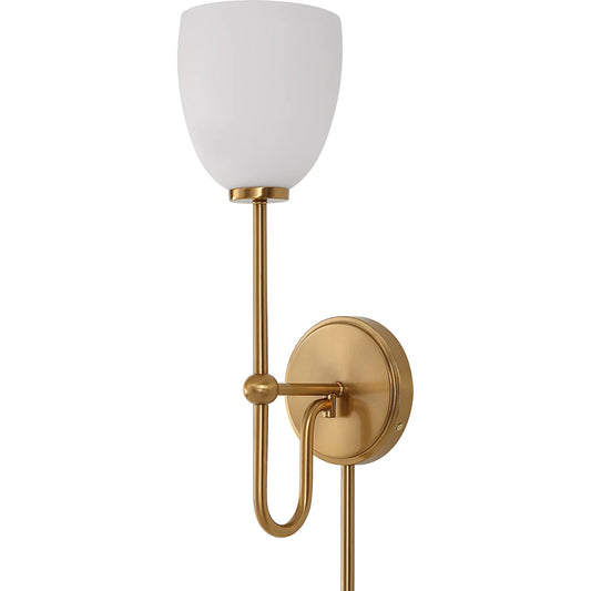 Trophy 1 Light Sconce by Uttermost in brass. Made from steel, glass in a unique style.