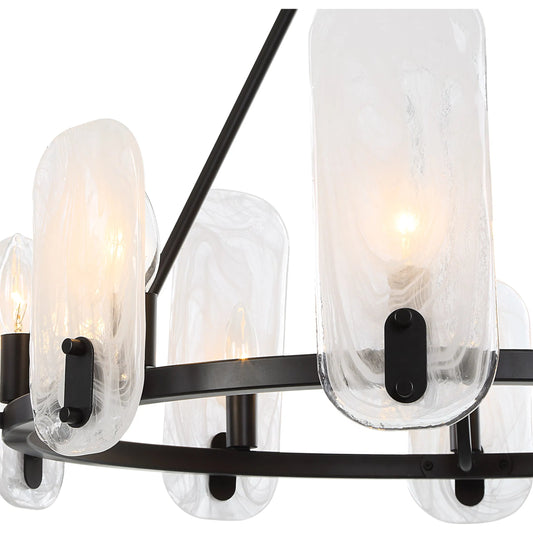 Ellipse 10 Light Chandelier by Uttermost in dark bronze. Made from steel, glass in a unique style.