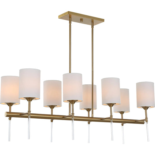 Awyr 8 Light Linear Chandelier by Uttermost in brass. Made from steel, acrylic, fabric in a unique style.