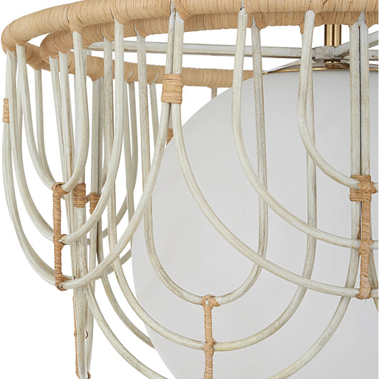 Arches 1 Light Rattan Pendant by Uttermost in brass. Made from steel, glass, rattan in a unique style.