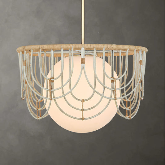 Arches 1 Light Rattan Pendant by Uttermost in brass. Made from steel, glass, rattan in a unique style.