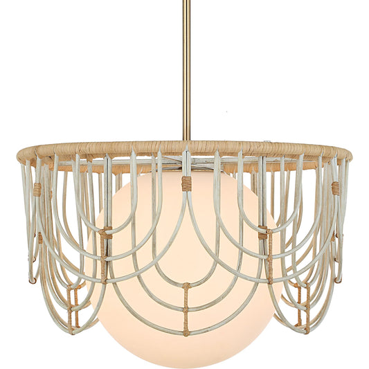 Arches 1 Light Rattan Pendant by Uttermost in brass. Made from steel, glass, rattan in a unique style.