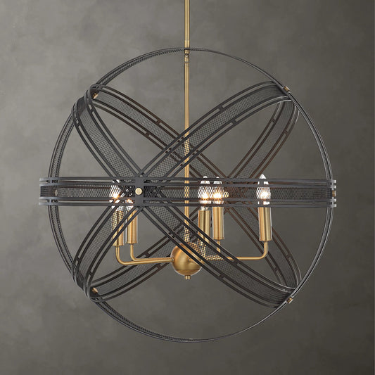 Spherical 5-Light Pendant by Uttermost in dark bronze. Made from steel in a unique style.