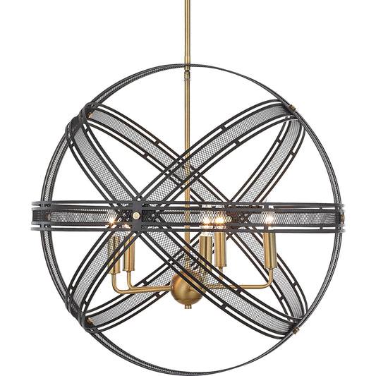 Spherical 5-Light Pendant by Uttermost in dark bronze. Made from steel in a unique style.