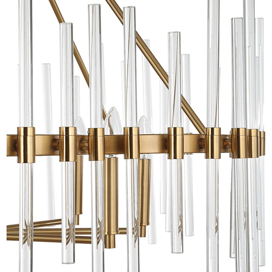 Stick 8 Light Chandelier by Uttermost in brass. Made from steel，glass in a unique style.