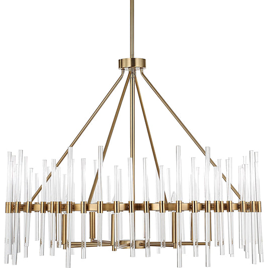 Stick 8 Light Chandelier by Uttermost in brass. Made from steel，glass in a unique style.