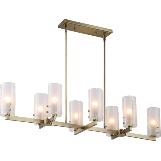 Mistie 8-Light Linear Chandelier by Uttermost in brass. Made from steel, glass in a unique style.