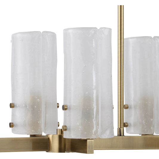 Mistie 8-Light Linear Chandelier by Uttermost in brass. Made from steel, glass in a unique style.