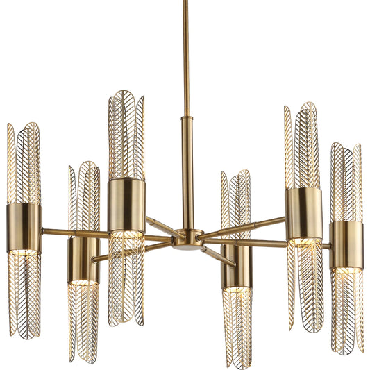 Cret 12 Light Chandelier by Uttermost in brass. Made from steel in a unique style.