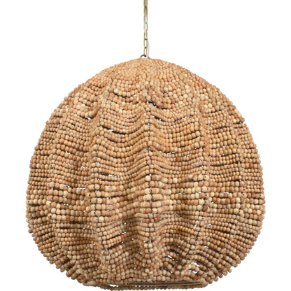 Kauri 5 Light Bead Pendant by Uttermost in brass. Made from iron, wood beads in a rustic style.