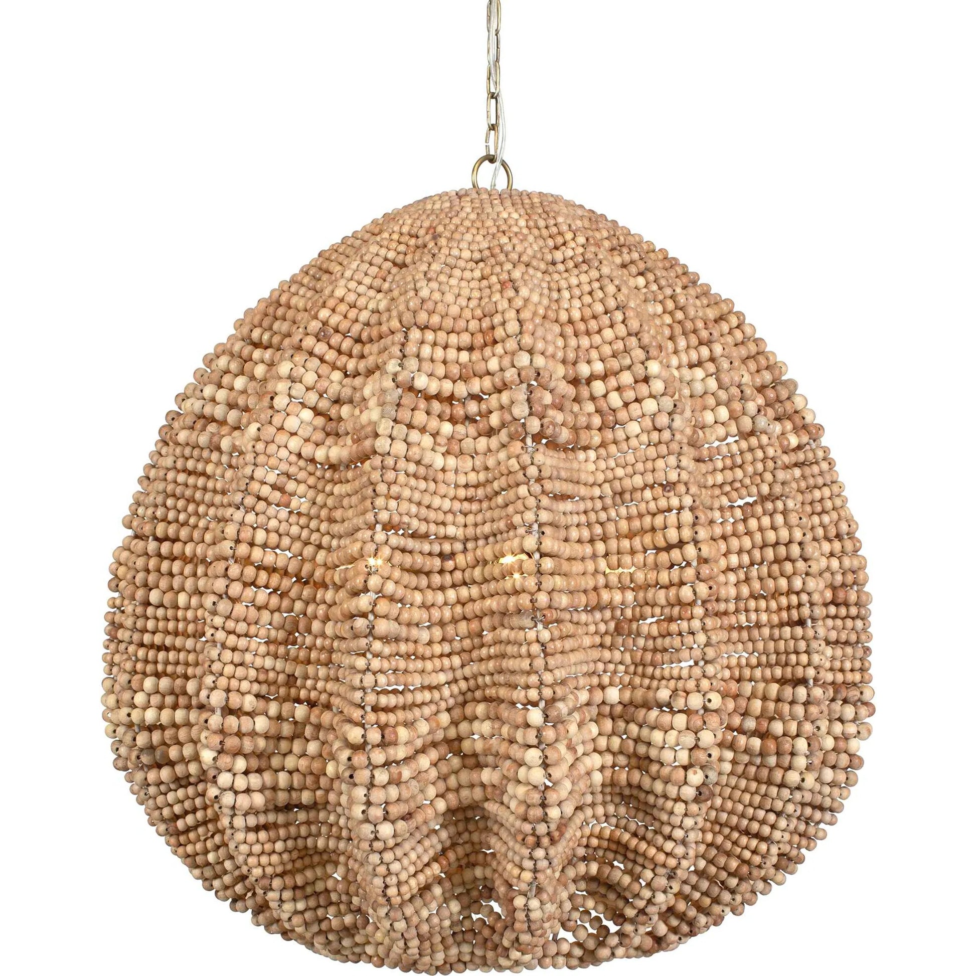 Kauri 5 Light Bead Pendant by Uttermost in brass. Made from iron, wood beads in a rustic style.