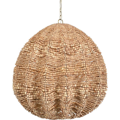 Kauri 5 Light Bead Pendant by Uttermost in brass. Made from iron, wood beads in a rustic style.