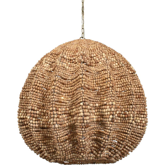 Kauri 5 Light Bead Pendant by Uttermost in brass. Made from iron, wood beads in a unique style.