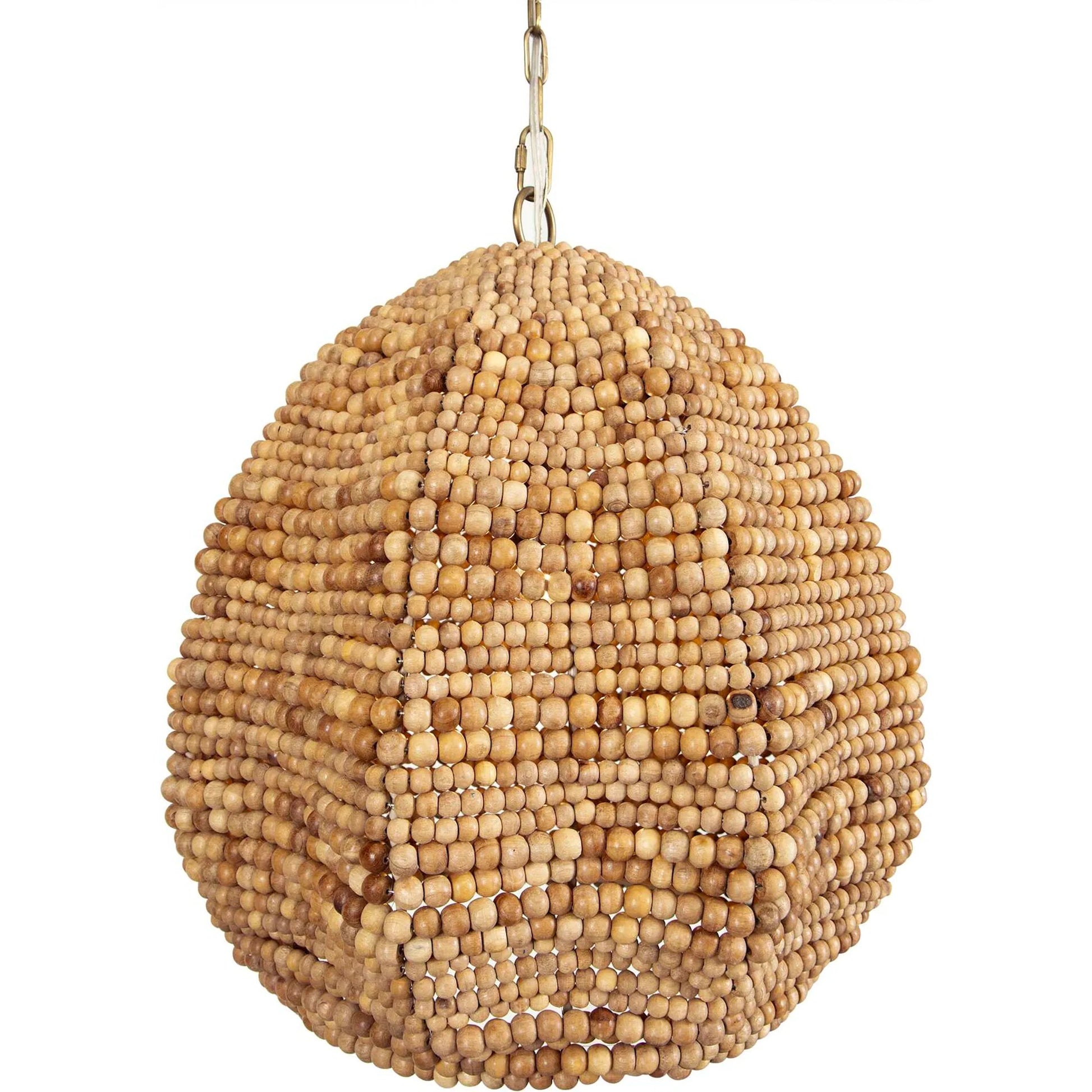 Kauri 1 Light Bead Pendant by Uttermost in brass. Made from iron, wood beads in a rustic style.