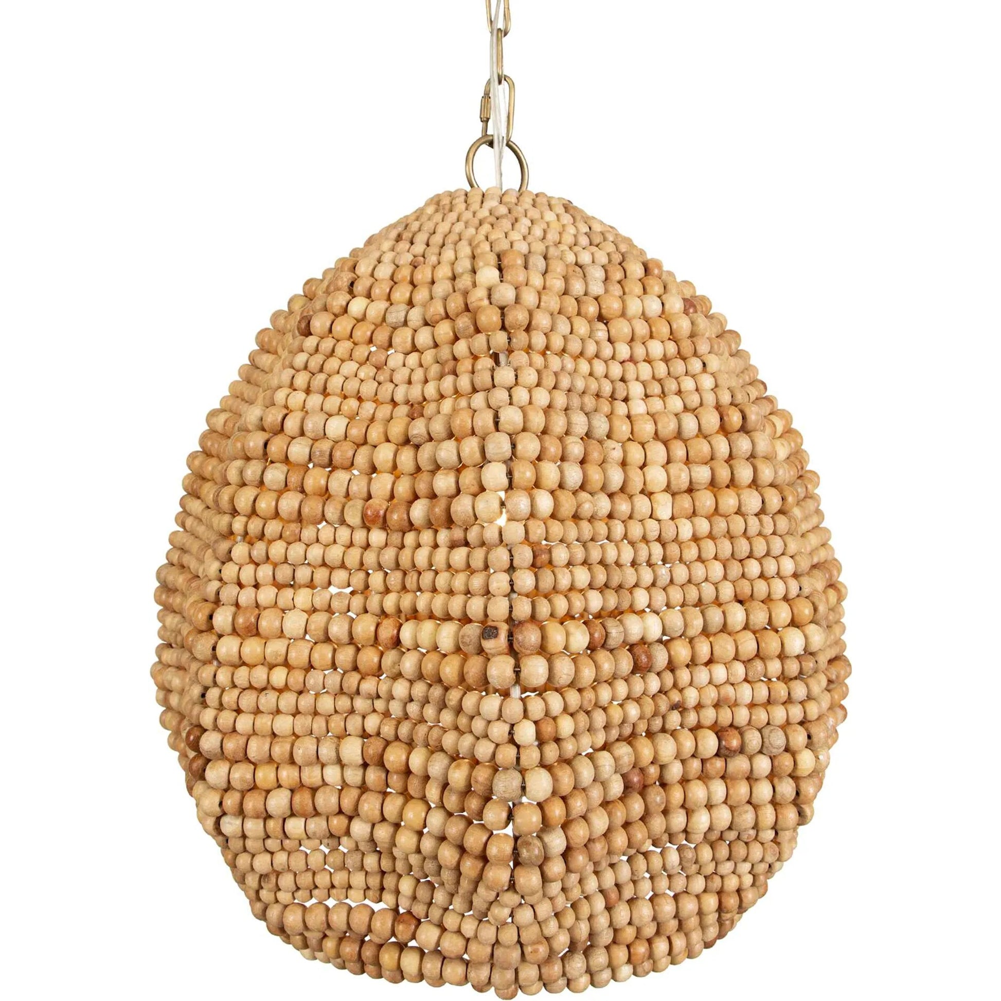 Kauri 1 Light Bead Pendant by Uttermost in brass. Made from iron, wood beads in a rustic style.