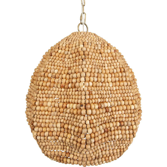Kauri 1 Light Bead Pendant by Uttermost in brass. Made from iron, wood beads in a unique style.