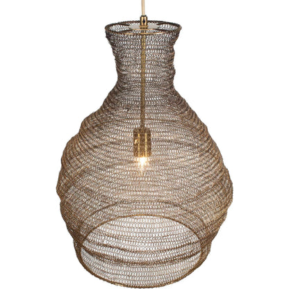 Murmur Woven 1 Light Pendant by Uttermost in brass. Made from iron in a rustic style.