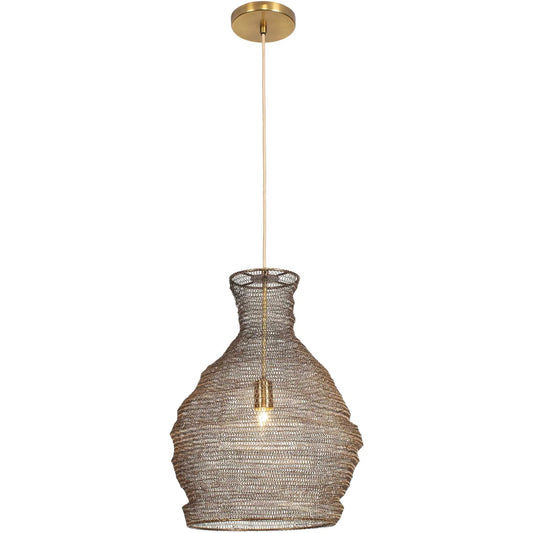 Murmur Woven 1 Light Pendant by Uttermost in brass. Made from iron in a rustic style.