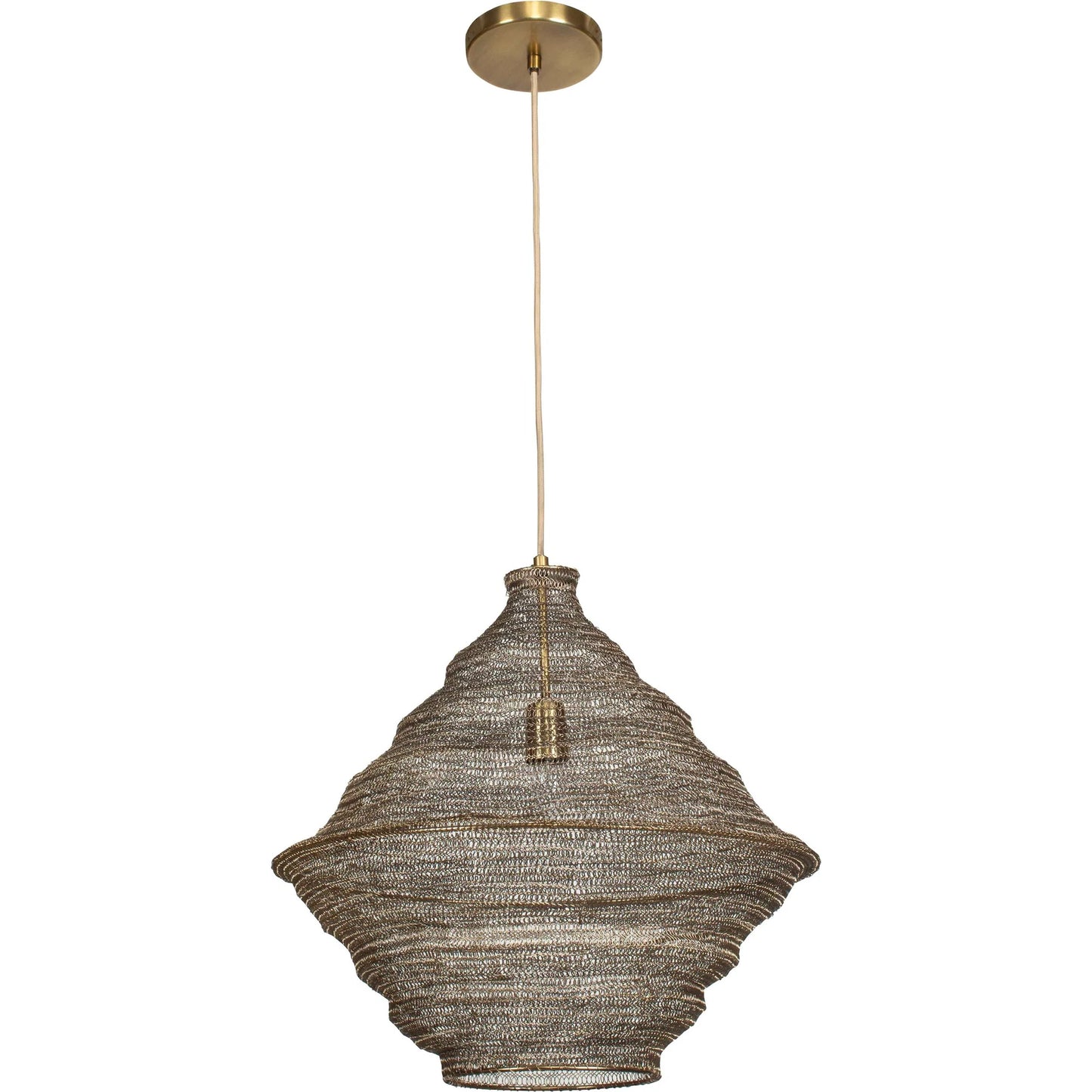 001 SI-2386640 | Primary Silo | Sigh Woven 1 Light Pendant by Uttermost in brass. Made from iron in a rustic style.