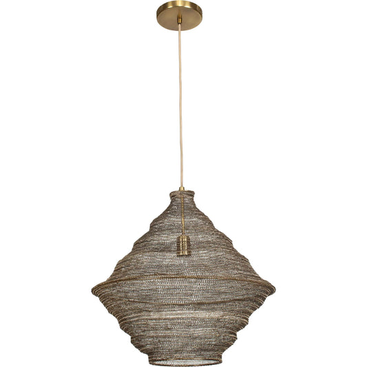 Sigh Woven 1 Light Pendant by Uttermost in brass. Made from iron in a rustic style.