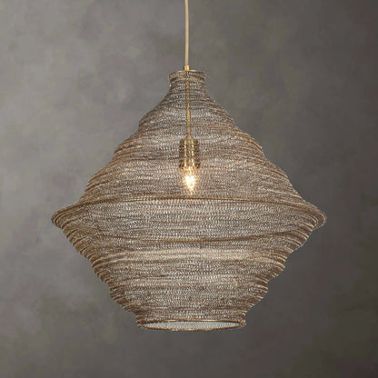 Sigh Woven 1 Light Pendant by Uttermost in brass. Made from iron in a rustic style.