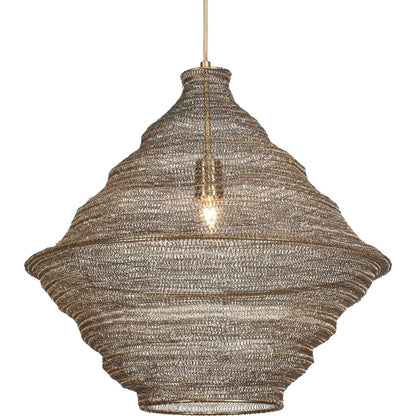 Sigh Woven 1 Light Pendant by Uttermost in brass. Made from iron in a rustic style.