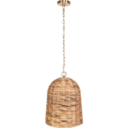 Rotorua 1 Light Sea Grass Pendant by Uttermost in brass. Made from iron, sea grass in a rustic style.