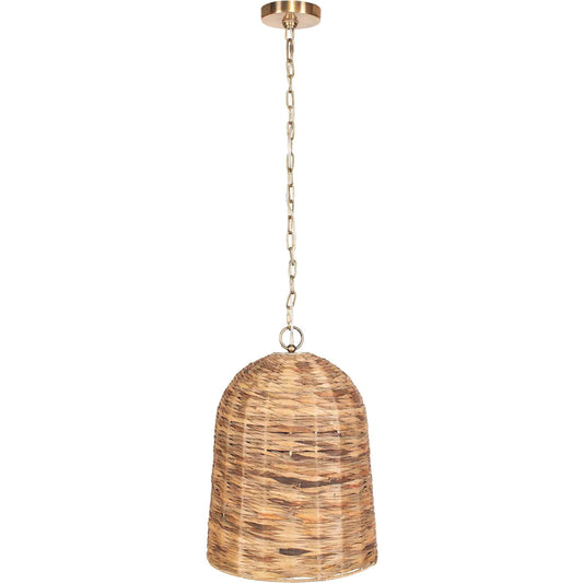 Rotorua 1 Light Sea Grass Pendant by Uttermost in brass. Made from iron, sea grass in a rustic style.