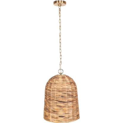 Rotorua 1 Light Sea Grass Pendant by Uttermost in brass. Made from iron, sea grass in a rustic style.