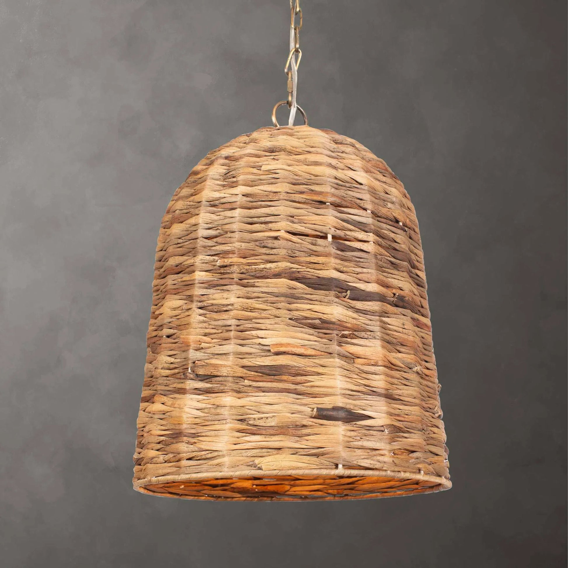 Rotorua 1 Light Sea Grass Pendant by Uttermost in brass. Made from iron, sea grass in a rustic style.