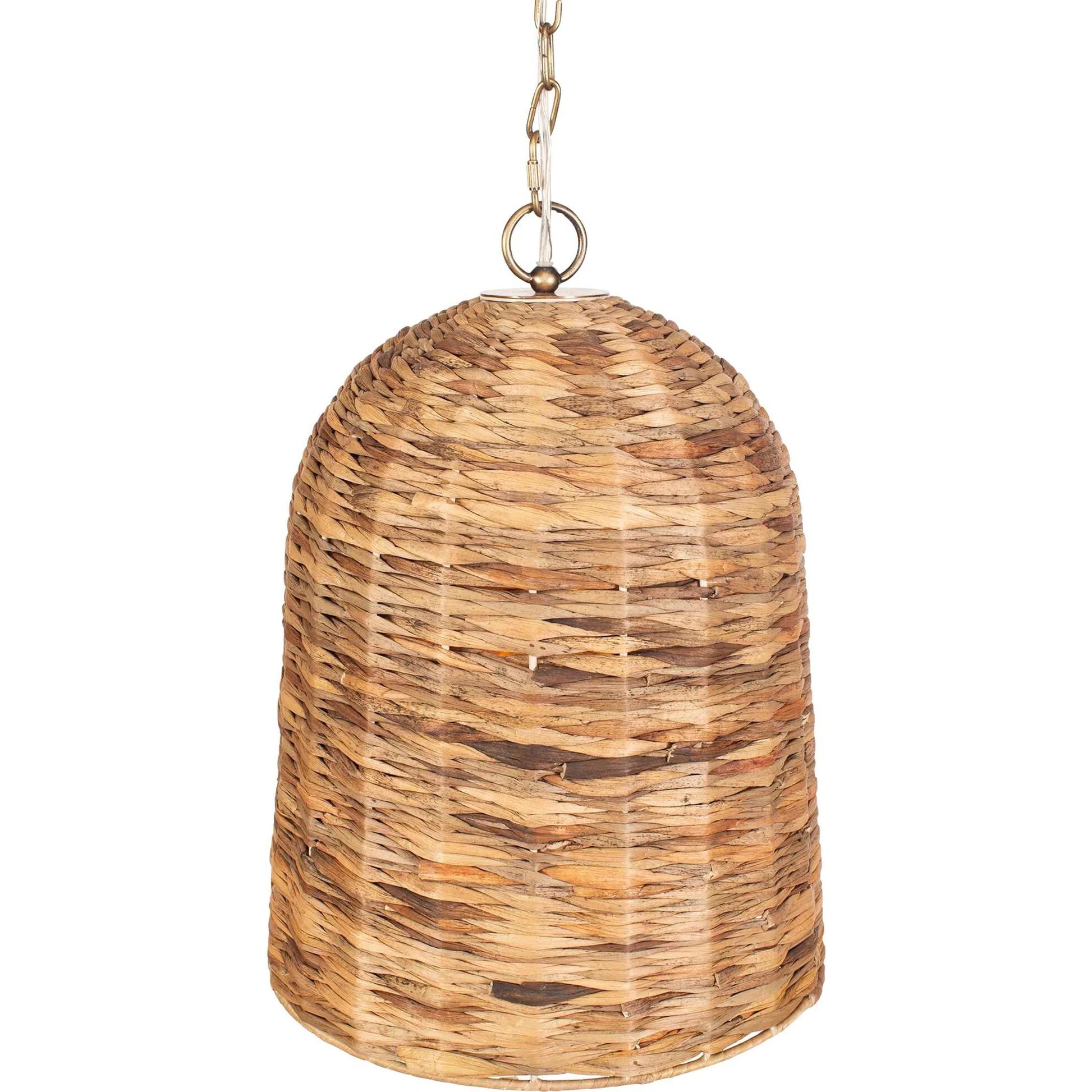 Rotorua 1 Light Sea Grass Pendant by Uttermost in brass. Made from iron, sea grass in a rustic style.