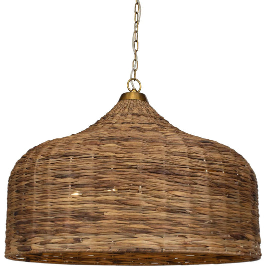 Tauranga Seagrass 5 Light Pendant by Uttermost in brass. Made from iron, sea grass in a unique style.