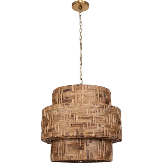 Water Hyacinth 4 Light Woven Pendant by Uttermost in natural. Made from iron in a rustic style.