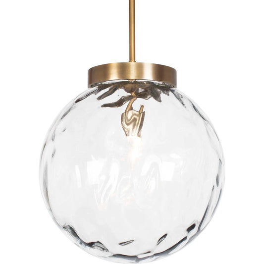 Gaia 1 Light Watered Glass Pendant by Uttermost in brass. Made from glass, aluminum, steel in a unique style.