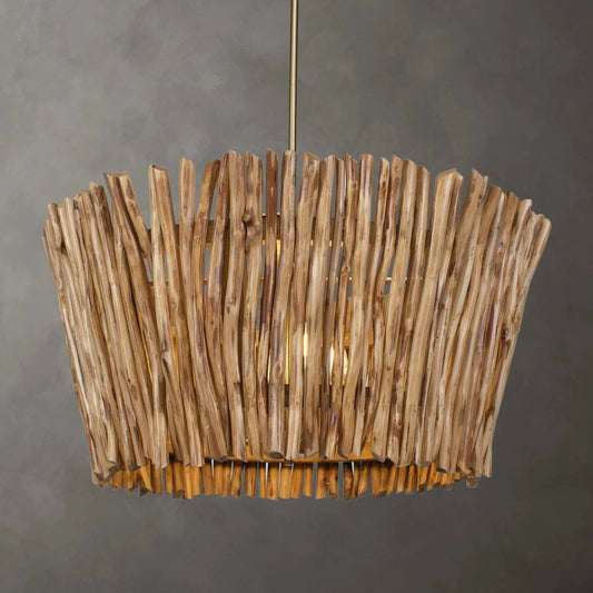 Rhea 4 Light Branch Chandelier by Uttermost in brass. Made from iron, wood in a unique style.