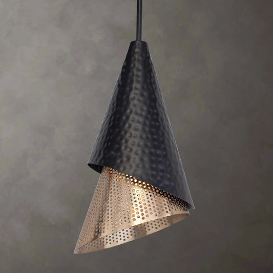 Apollo 1 Light Mini Pendant by Uttermost in matte black, gold. Made from steel in a unique style.