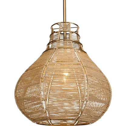 Hestia 1 Light Natural Rope Pendant by Uttermost in brass. Made from mild steel, natural rope in a rustic style.