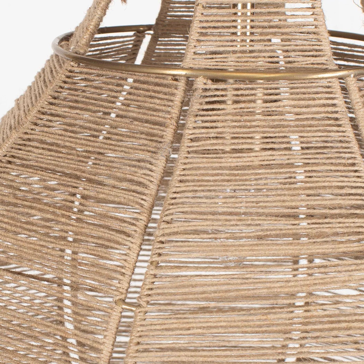 003 SI-2386649 | Closeup | Hestia 1 Light Natural Rope Pendant by Uttermost in brass. Made from mild steel, natural rope in a rustic style.