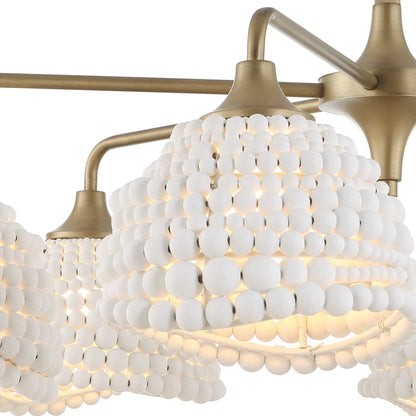Biddeford 6 Light Beaded Pendant by Uttermost in gold, white. Made from wood bead, iron in a modern style.